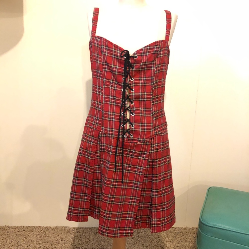 Vtg 90s Lip Service Plaid Dress